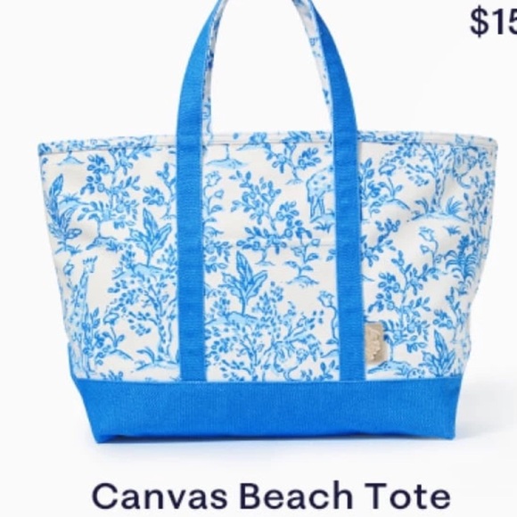 Lilly Pulitzer Beach Tote Bag Large Canvas GWP Four—Tout de Paige NWT - Picture 2 of 8